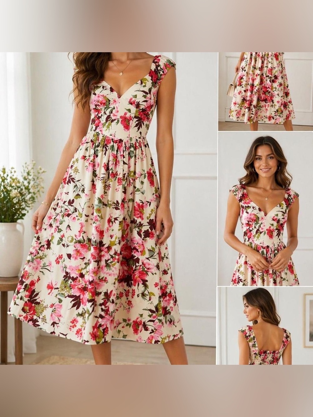 Abercrombie & Fitch Floral Cap Sleeve Corset Midi Dress - Picture 5 of 8